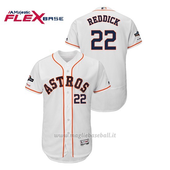 Maglia Baseball Uomo Houston Astros 22 Josh Reddick 2019 Postseason Flex Base Bianco